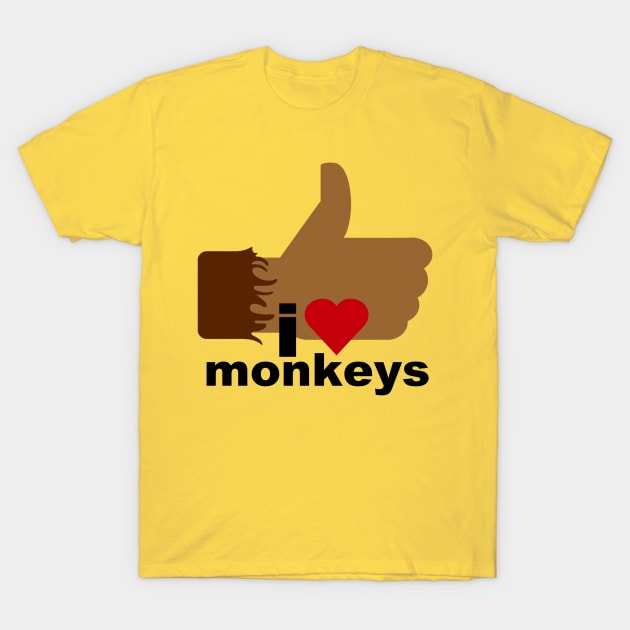 I Love Monkeys T-Shirt by MikeDelamont